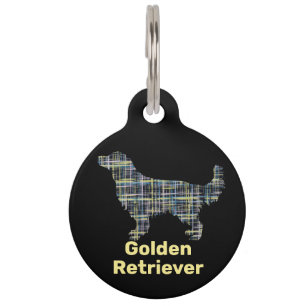 Golden Retriever Silhouette Gelb/Schwarz Gitter Haustiermarke