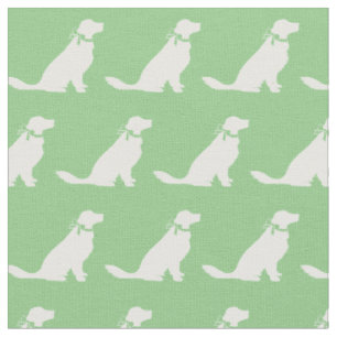 Golden Retriever Silhouette Pet Sage Green Stoff
