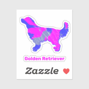 Golden Retriever Silhouette Rosa und Blau Aufklebe Aufkleber