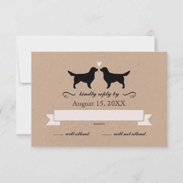 Golden Retriever Silhouettes Wedding RSVP Réponse (Devant)