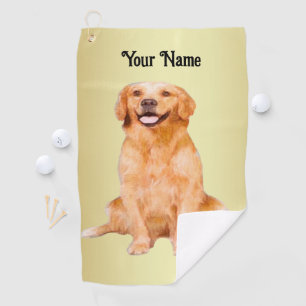 Golden Retriever Sitting - Adorable Design Golfhandtuch