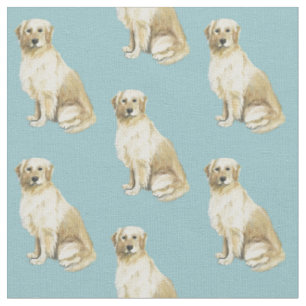 Golden Retriever Sitting Hund Kunstwerk Stoff