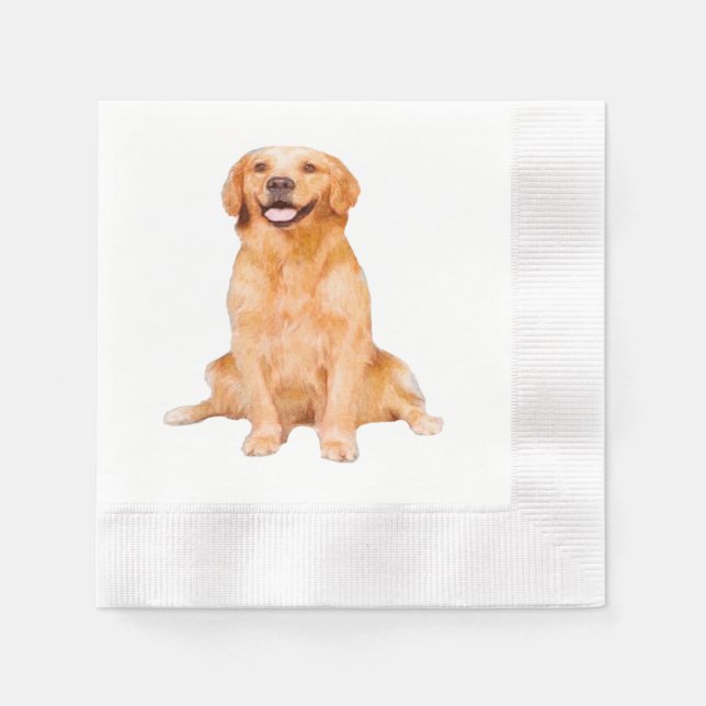 Golden Retriever Sitzen Serviette (Vorderseite)