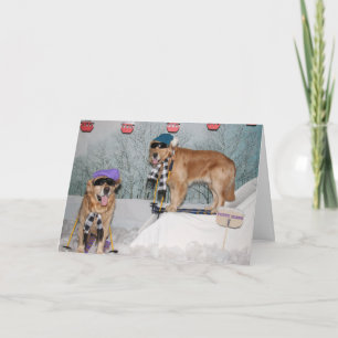 Golden Retriever Skiing Birthday Karte