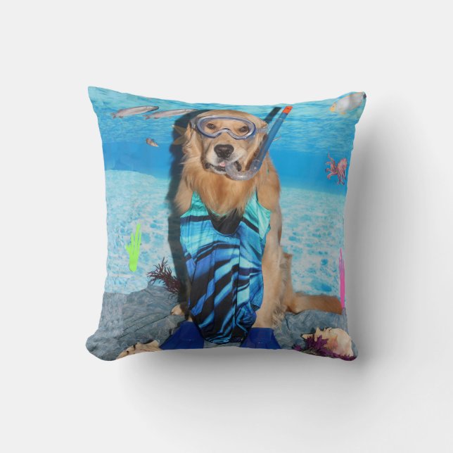 Golden retriever Snorkeler Kissen (Vorderseite)