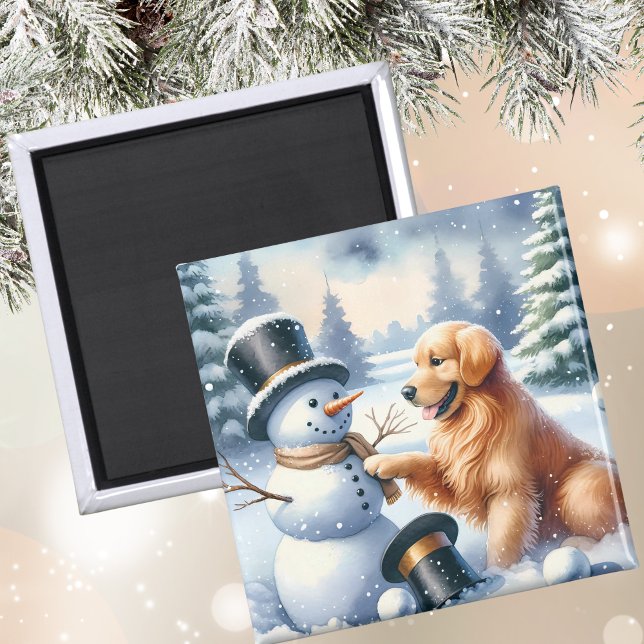 Golden Retriever Snowman Weihnachtsmagnet Magnet (Von Creator hochgeladen)