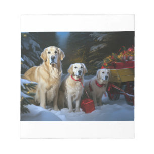 Golden Retriever Snowy Sleigh Weihnachtsdekor Notizblock