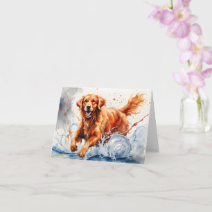 Golden Retriever Splash Art Wasserfarbe Blanko Karte