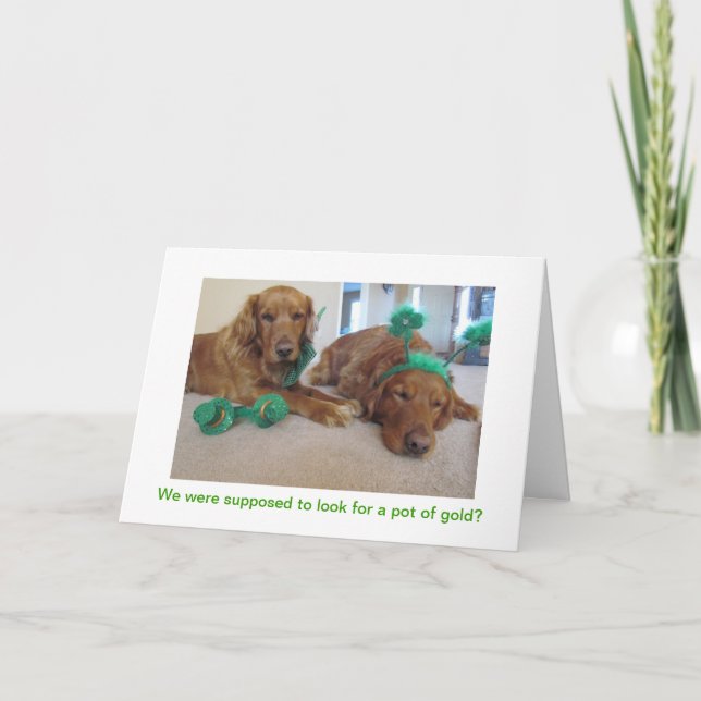 Golden Retriever St. Patrick's Day Card Karte (Vorderseite)