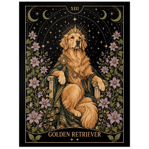 Golden Retriever, Sternen-Tarot-Kunst Postkarte