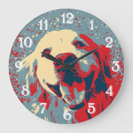 Golden Retriever Stilvoll Gezeichnet Große Wanduhr