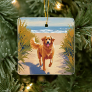 Golden Retriever Strandweg   Ocean Dog Pet Keramikornament