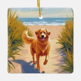 Golden Retriever Strandweg | Ocean Dog Pet Keramikornament