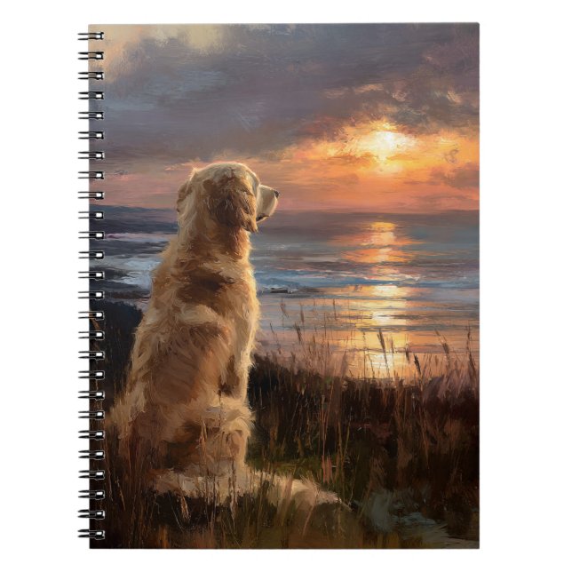 Golden Retriever Sunset Notebook Notizblock (Vorderseite)