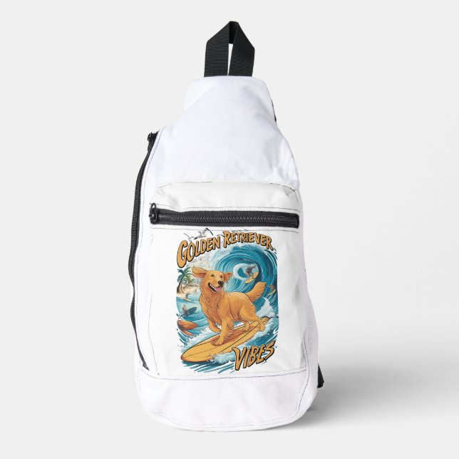 Golden Retriever Surfparadies Crossbody Bag (Vorderseite)