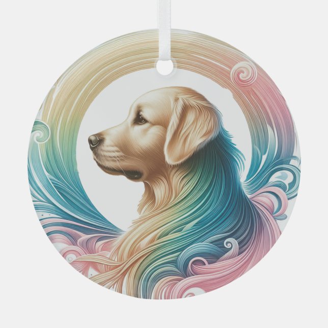 Golden Retriever Swirl Glas Circle Ornament (Vorderseite)