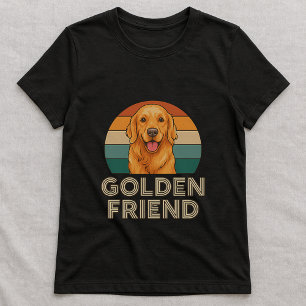 Golden Retriever T-Shirt; Golden Friend Retro-Sonn T-Shirt