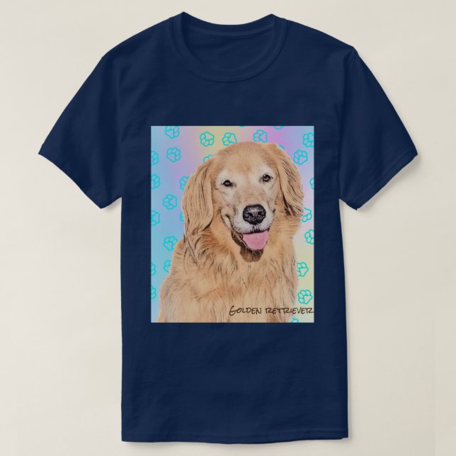 Golden retriever T-shirt with Paw print Tシャツ (Design vorne)