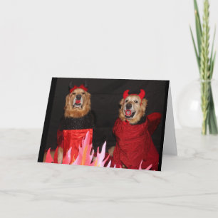 Golden retriever teuflisches Halloween Karte