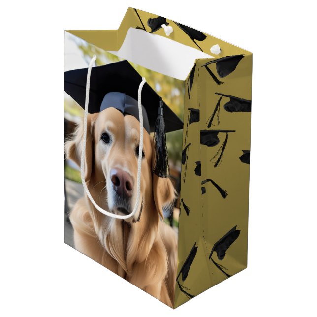 Golden Retriever Trading Graduation Cap Mittlere Geschenktüte (Vorderseite Schrägansicht)