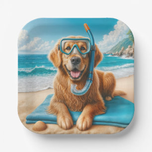 Golden Retriever Tragegerät Scuba Diving Gear Pappteller