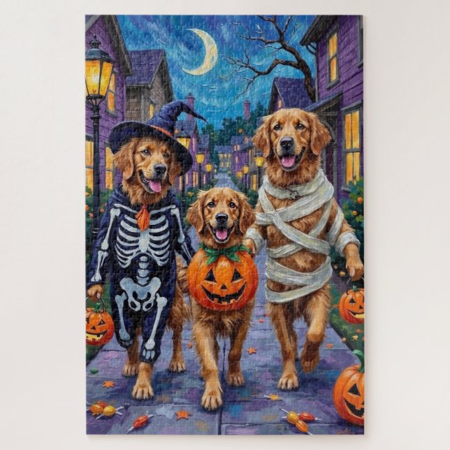 Golden Retriever Trick-or-Treating Halloween (Vertikal)
