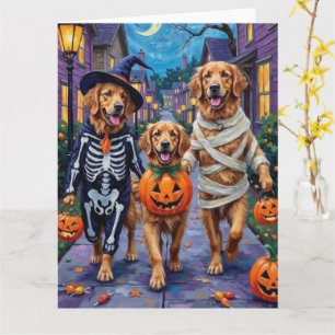 Golden Retriever Trick-or-Treating Halloween Karte