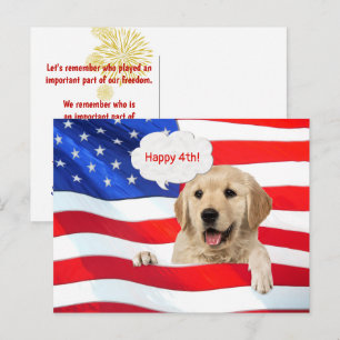 Golden Retriever und American Flag Vielen Dank Postkarte