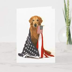 Golden retriever und amerikanische Flagge Karte