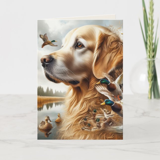 Golden Retriever und Ducks Vatertag Karte (Vorderseite)