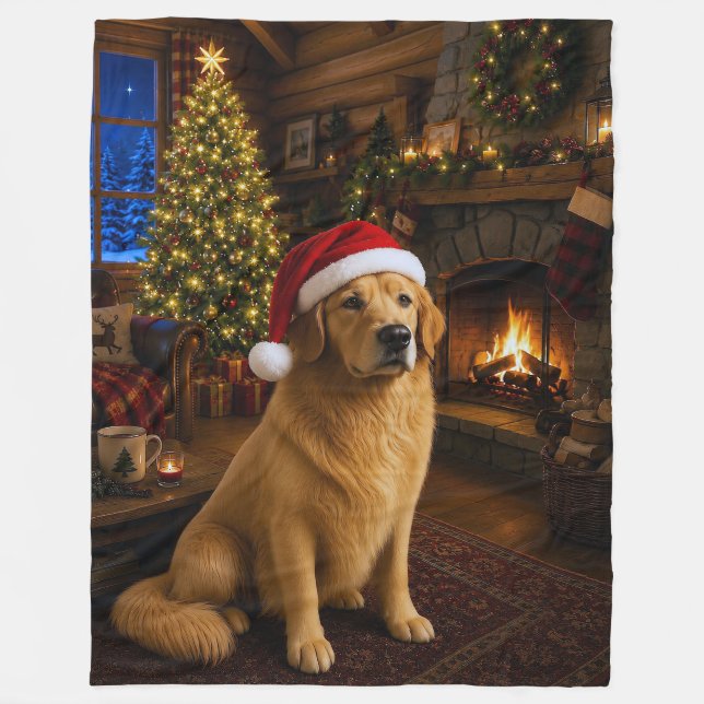 Golden Retriever Urlaub  Fleecedecke (Vorderseite)