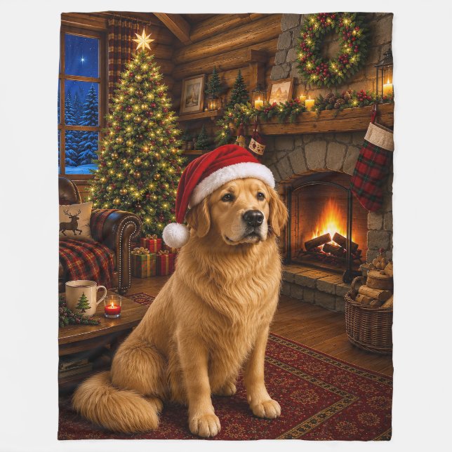 Golden Retriever Urlaub  Fleecedecke (Vorderseite)