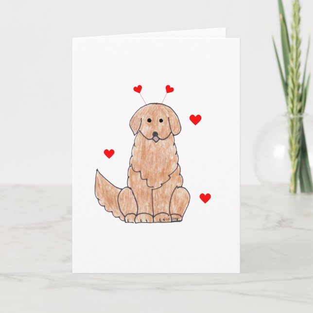 Golden retriever-Valentinsgruß-Ohren Feiertagskarte (Vorderseite)