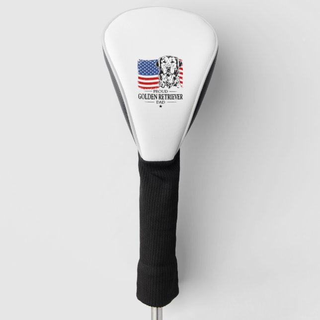 Golden Retriever Vater American Flag Golf Headcover (Vorderseite)
