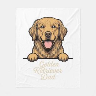 Golden Retriever Vater Vintage Gravur Fleecedecke