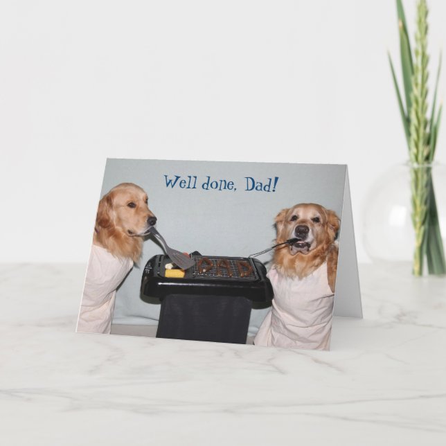 Golden Retriever Vatertag Barbecue Karte (Vorderseite)