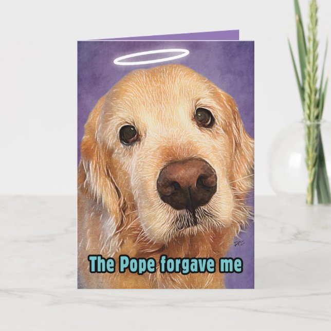 Golden Retriever vergeben von Papst Apologie Gruß Karte (Vorderseite)