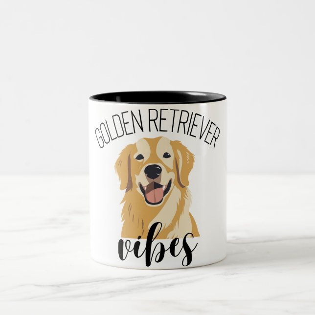 Golden Retriever Vibes mignonne Drôle café Mug (Centre)
