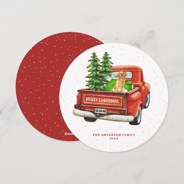 Golden Retriever Vintag Red Truck Weihnachten (Vorne/Hinten)