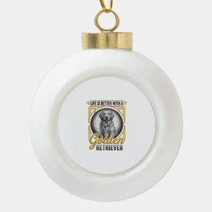 Golden Retriever Vintage Gravur Hundeliebhaber-Shi Keramik Kugel-Ornament