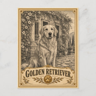 Golden Retriever, Vintage-Heritage-Hund Postkarte