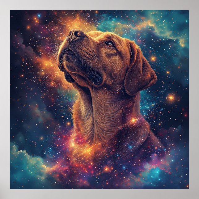 Golden Retriever von Whimsical Cosmos Poster (Vorne)