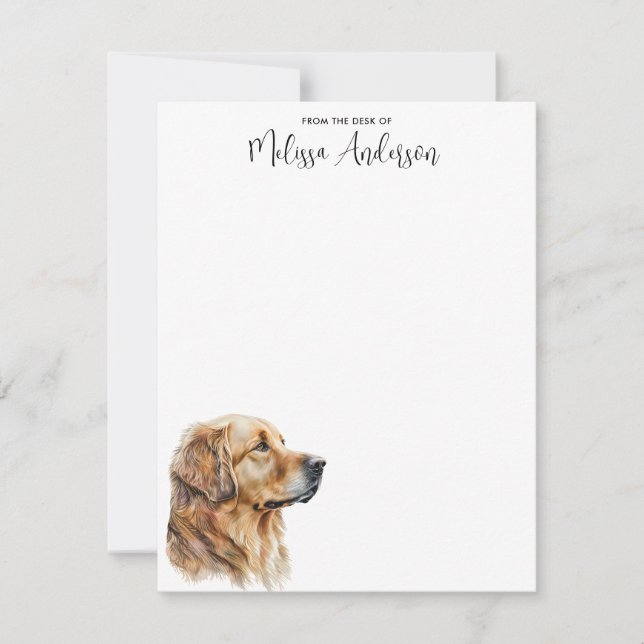 Golden Retriever Wasserfarbe Personalisierter Hund Mitteilungskarte (Vorderseite)