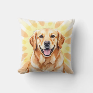 Golden Retriever Wasserfarben-Sonnenstrahl-Kunst Kissen