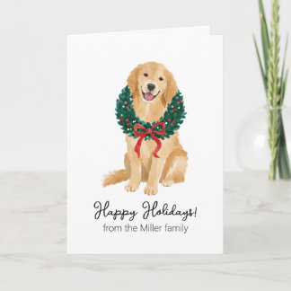 Golden-Retriever-Wasserfarben-Weihnachtskarte Karte