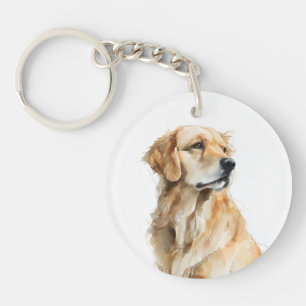 Golden-Retriever-Wasserfarbenkunst Schlüsselanhänger