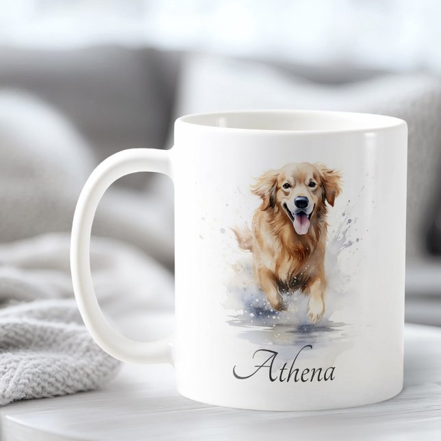 Golden retriever watercolor painting custom text kaffeetasse (Golden retriever watercolor painting custom text coffee mug)