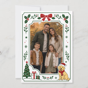 Golden Retriever Weihnachten Familienfoto Rahmenka Dankeskarte
