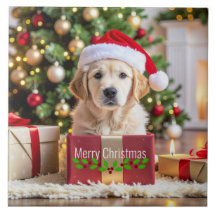 Golden Retriever Weihnachten Fliese