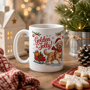 Golden Retriever Weihnachten Golden und Fröhliche Kaffeetasse